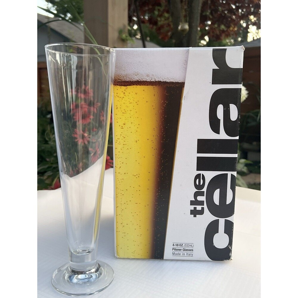2007 The Cellar Macy’s Pilsner Glasses Set of 4 18oz Italy New Old Stock